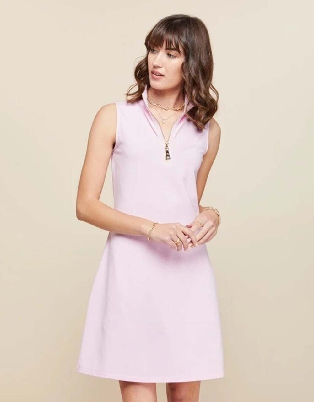 Spartina 449 Serena Half Zip Dress XXL Pink Sleeveless Cotton Resort Shift